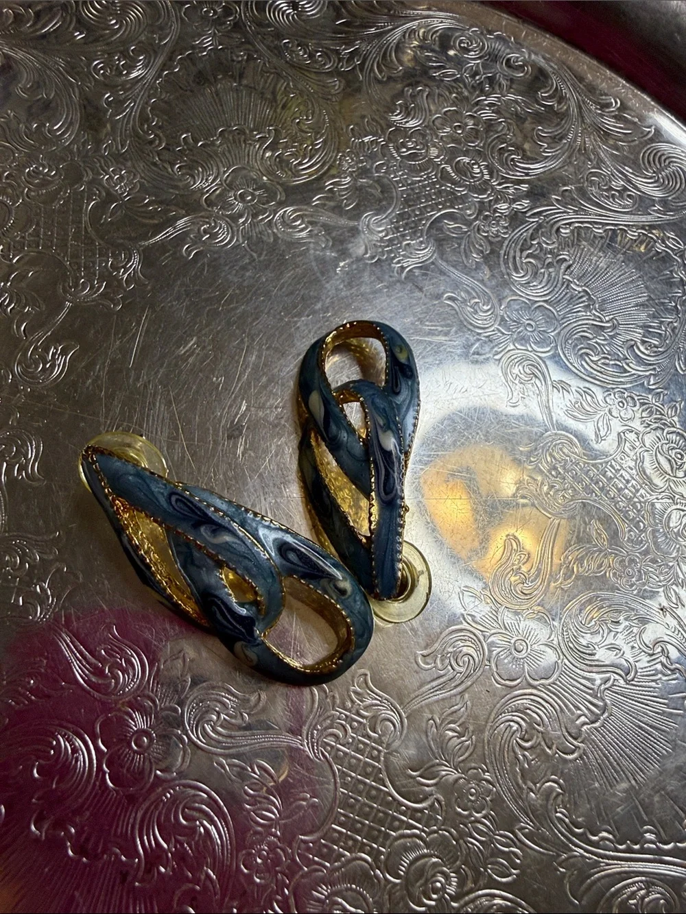 Blue and Gold earrings